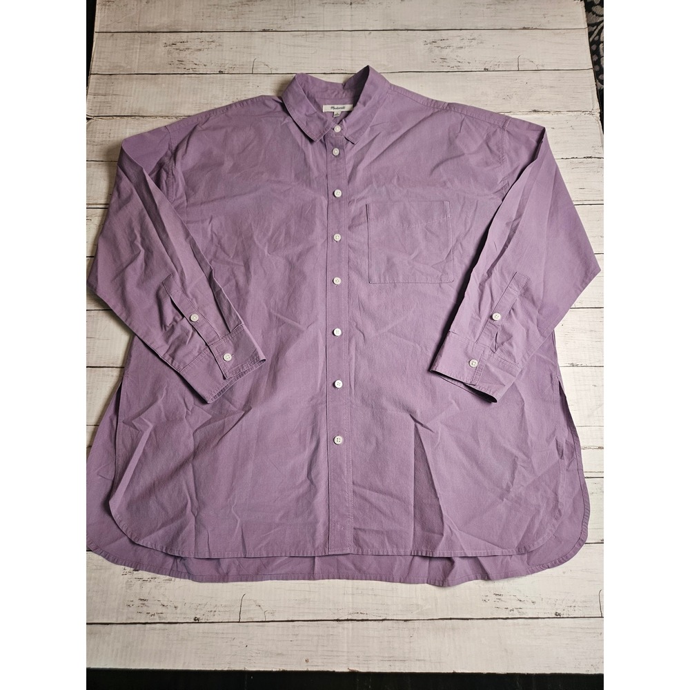 Madewell Purple Cotton Oversized Button Down Shirt Medium Long Sleeve Pocket